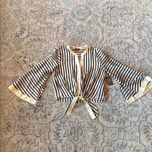 Vince Camuto Striped Bell Sleeve Tie-Front Top